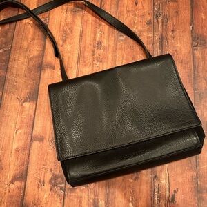 Eileen Fisher black leather purse crossbody adjustable